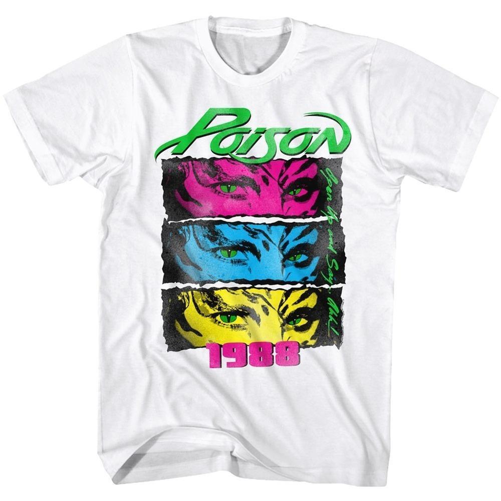 Poison 1988 Tour T Shirt Retro Rock Band Music Graphic Fan Gift White Tee